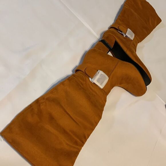 Size 9 women's faux suede knee-high boots with block chunky heel - Picture 4 of 13